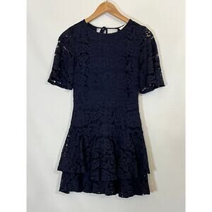 Franco Women's Young Contemporary Navy Blue Flare Short Skirt Lace Size Small